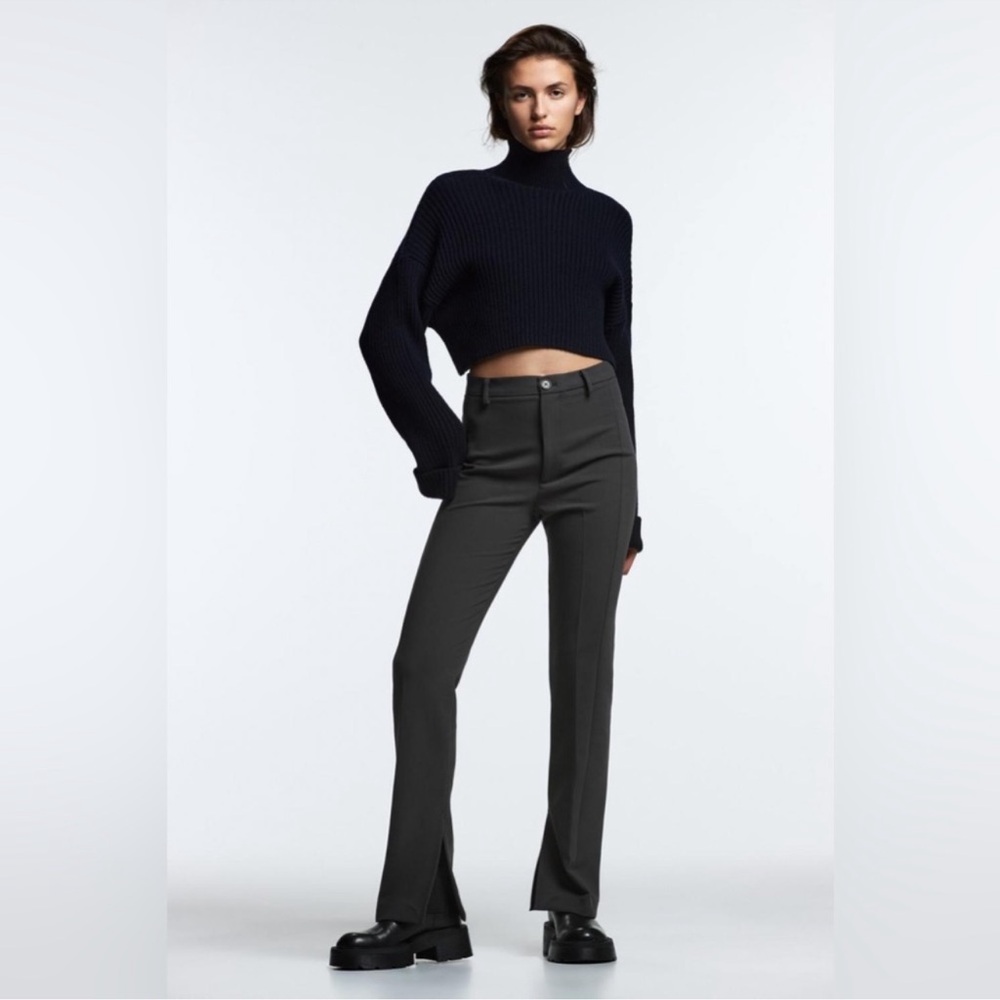 Zara grey split hem pants